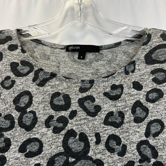 Gibson Womens Casual Top Multicolor Leopard Long Sleeve Stretch Scoop Neck Small - Picture 3 of 11